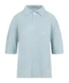 Maison Margiela Short-sleeved Knitted Polo Top In Blue