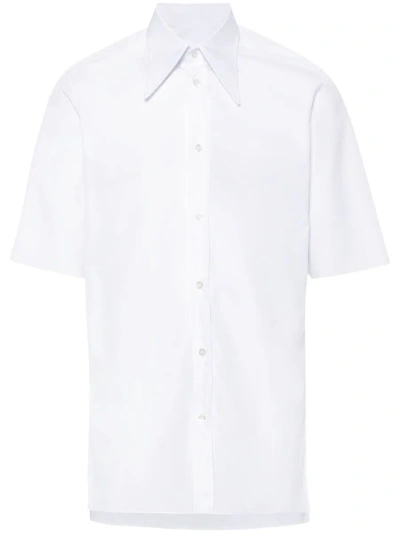 Maison Margiela Cotton Poplin Short Sleeved Shirt In White
