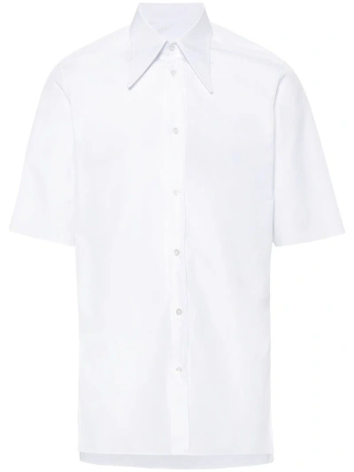 Maison Margiela Short-sleeved Poplin Shirt In White