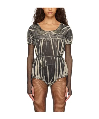 Maison Margiela Short-sleeved Round-neck Jumpsuit In Multicolor