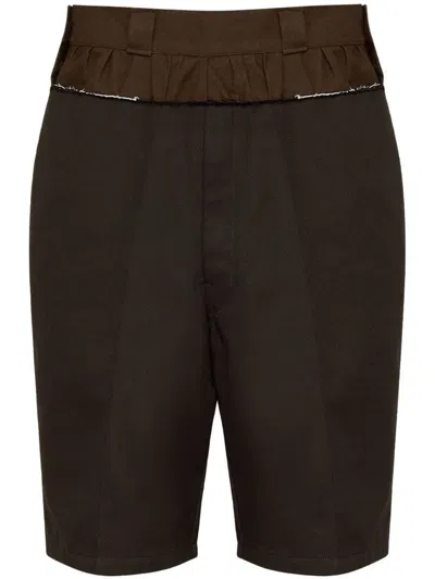 Maison Margiela Black Shorts With Layered Design And Side Button Closure In Cotton Blend Woman