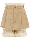 Maison Margiela Frayed-hem Layered Shorts In Beige