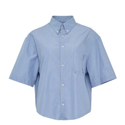 Maison Margiela Short-sleeved Shirt Blue Pinstripe