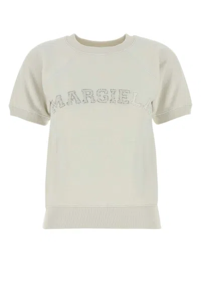 Maison Margiela Short-sleeved Cotton Sweatshirt In Neutral