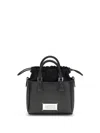 Maison Margiela Horizontal Leather Tote With Top Handle And Detachable Strap In Black