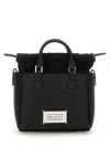 Maison Margiela Horizontal Leather Tote With Top Handle And Detachable Strap In Black