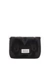 Maison Margiela 'glam Slam Small' Black Shoulder Bag With Logo Patch On The Front In Quilted Leather Woman In Black