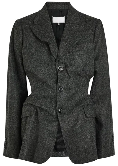 Maison Margiela Shrunken Wool Blazer In Gray