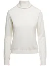 Maison Margiela White High Neck Sweater With Contrasting Stitching In White