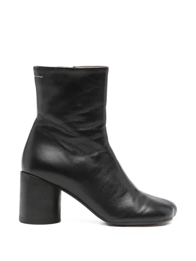 Pre-owned Maison Margiela Side-zip Leather Ankle Boots In Black
