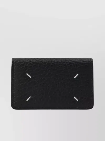Maison Margiela Signature Stitch Leather Wallet In Black