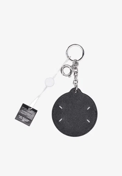 Maison Margiela Signature Stitch Mirrored Keyring In Black