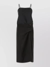 Maison Margiela Gathered Bow Silk Midi Dress In Black