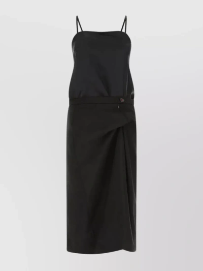 MAISON MARGIELA SILK AND WOOL BLEND DRESS WITH PLEATED BACK
