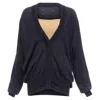 Maison Margiela Silk Blend Layered Deconstructed Sweater In Black