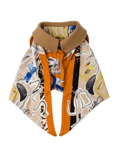 Pre-owned Maison Margiela Silk Floral Print Dickey In Orange