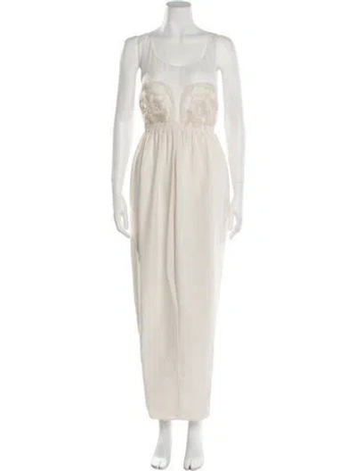 Pre-owned Maison Margiela Silk Long Dress In Neutral