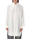 Maison Margiela Long Sleeve Silk Shirt With Pointed Collar In White