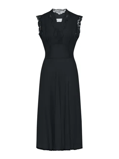 Maison Margiela Silk Midi Dress In Black