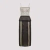 Maison Margiela Multicolor Silk Midi Dress In Stone Moon Rock