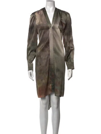 Pre-owned Maison Margiela Silk Mini Dress In Green