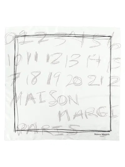 Maison Margiela Silk Numerical Foulard - 90 Cm X 90 Cm In Orange