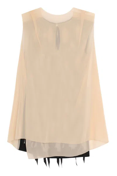 Maison Margiela Cut-out Detail Sleeveless Blouse In Neutrals