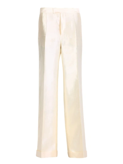 Maison Margiela Silk Trousers In White