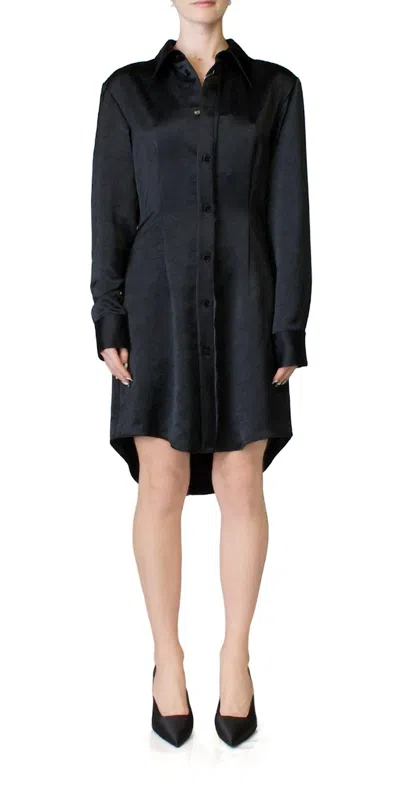Maison Margiela Silky Button Front Midi Dress In Black