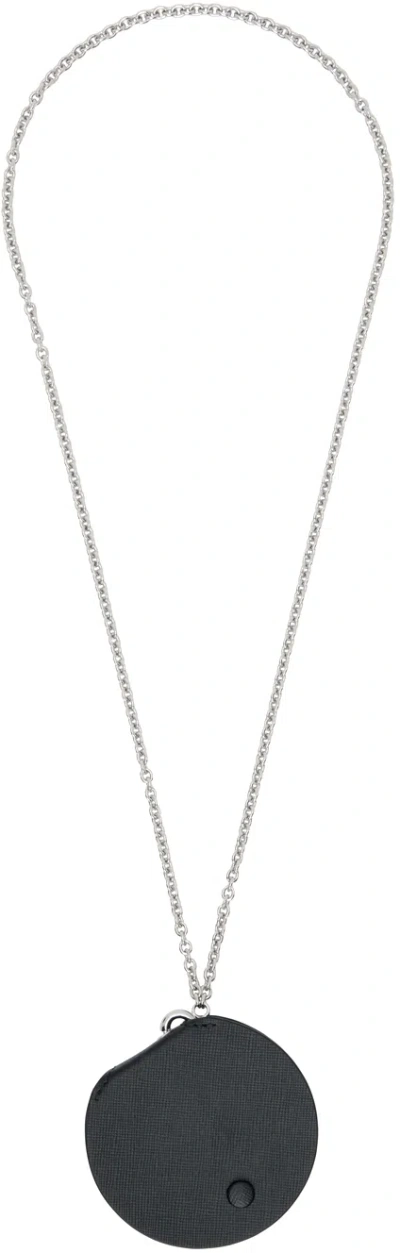 Maison Margiela Silver & Black Circle Pouch Necklace In Metallic