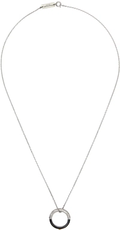 Maison Margiela Silver & Black Enamel Necklace In 964 Palladio Buratta