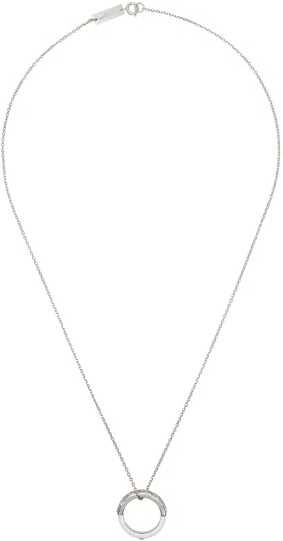 Maison Margiela Silver & White Enamel Necklace In 962 Palladio Buratta