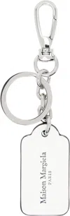 Maison Margiela Silver & White Four Stitches Keychain In Ha202 Black/white