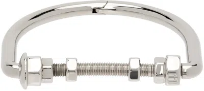 Maison Margiela Silver Bolt & Nut Bracelet In 951 Palladio Buratta