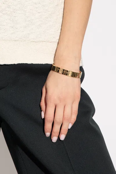 Maison Margiela Silver Bracelet With Logo In Gold