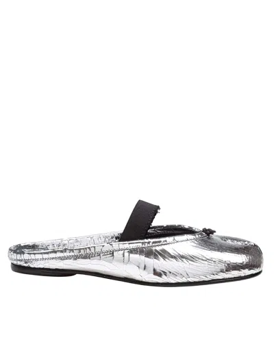 MAISON MARGIELA SILVER BROKEN LEATHER TABI MULE