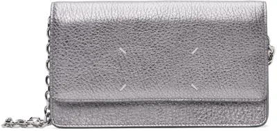 Maison Margiela Silver Four Stitches Chain Wallet In White