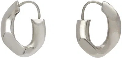 Maison Margiela Silver Hoop Earrings In 951 Palladio Buratat