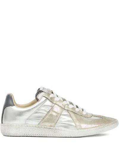 MAISON MARGIELA SILVER LACE UP SNEAKERS