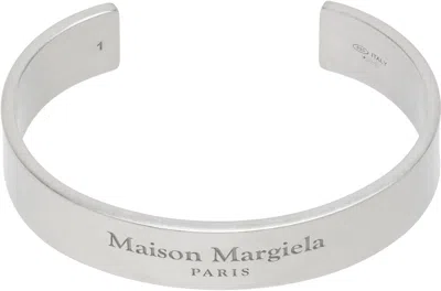 Maison Margiela Silver Logo Cuff Bracelet In 951 Palladio Buratta
