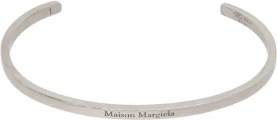 Maison Margiela Silver Logo Reference Bracelet In 951 Palladio Buratta