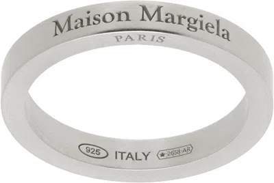 Maison Margiela Silver Logo Ring In 951 Palladioburattat