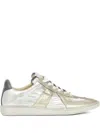 Maison Margiela Gold-tone Paneled Sneakers With Lace-up Fastening In Silver