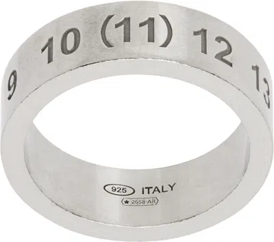 Maison Margiela Silver Number Reference Ring In 951 Silver