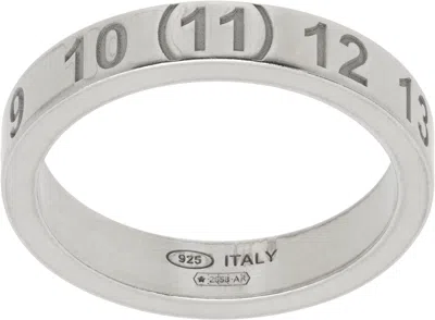Maison Margiela Silver Number Reference Ring In 951 Silver