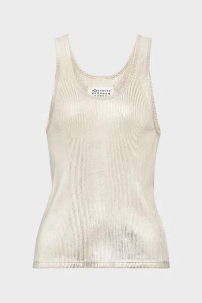 Maison Margiela Silver Print Tank Top Woman Dirty Wash In Neutral