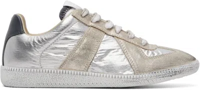 Maison Margiela Silver Replica Iridescent Sneakers In White