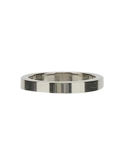 Maison Margiela Silver Ring With Subtle Logo Detail In Metallic