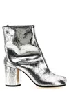 Maison Margiela Tabi Split-toe Crinkled Metallic Patent-leather Ankle Boots In Silver