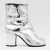 Maison Margiela Silver Tabi Leather Boots In Silver